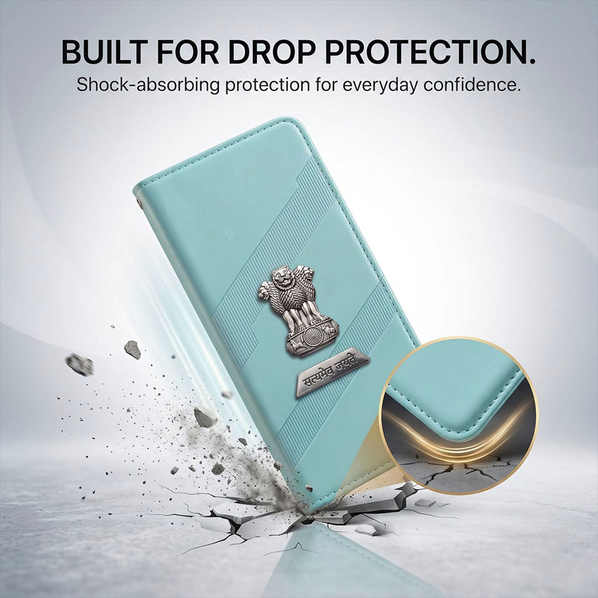 Redmi Note 14 Pro+ 5G Metal Satyamev Jayate 2-in-1 Emblem Magnetic Flip Wallet Case
