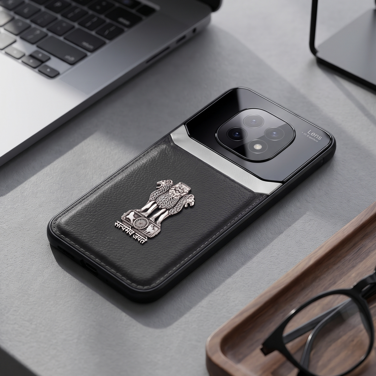 Oppo F29 Pro 5G Satyamev Jayate 3D Metal Leather Back Case