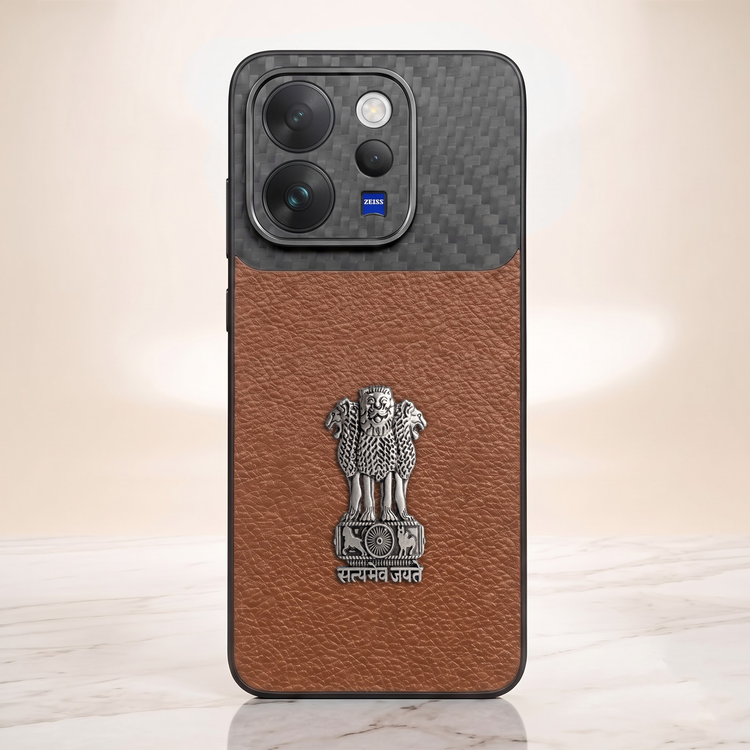 Vivo V70 5G Satyamev Jayate Carbon Fiber Leather Hybrid Phone Case