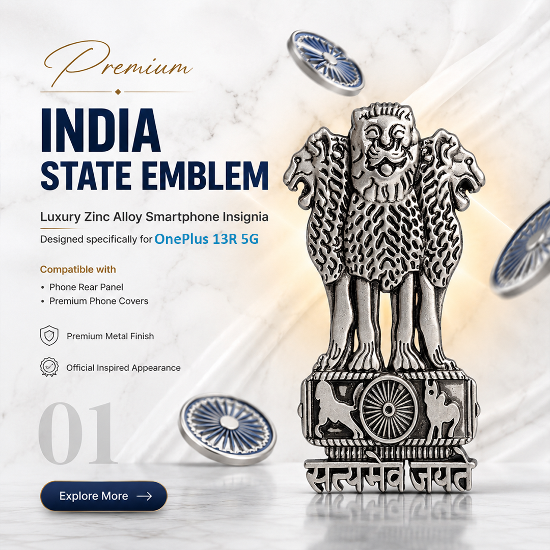 OnePlus 13R 5G Compatible Satyamev Jayate 3D Metal Emblem Sticker