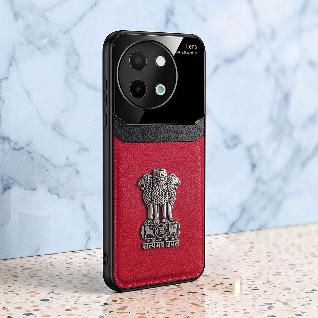 Vivo Y58 5G Satyamev Jayate 3D Metal Leather Back Case
