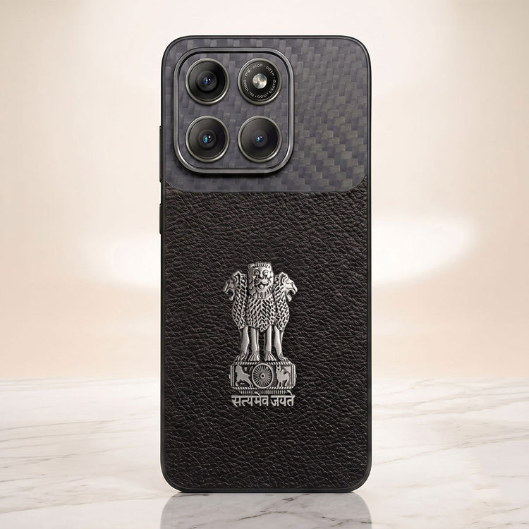 Motorola Edge 70 Fusion 5g Satyamev Jayate Carbon Fiber Leather Hybrid Phone Case