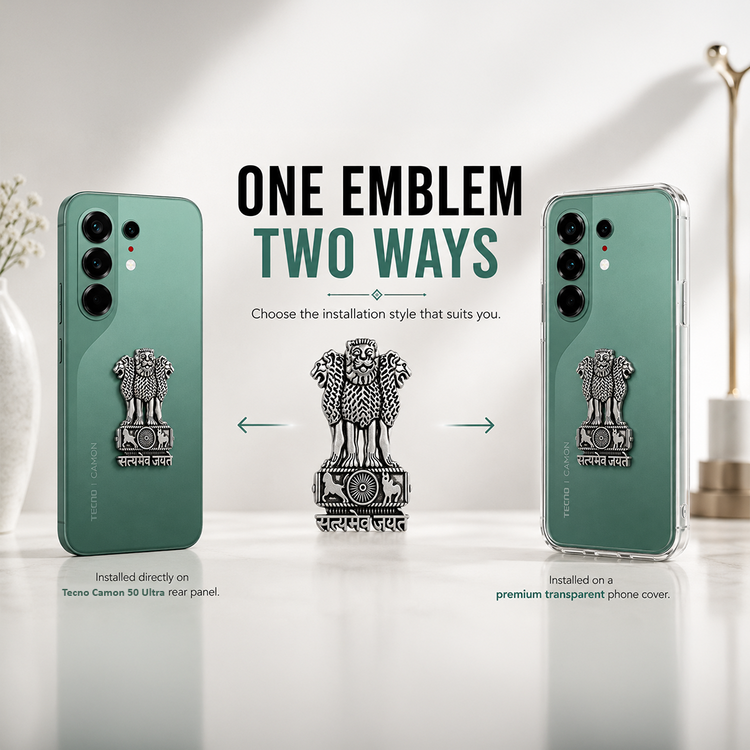Tecno Camon 50 Ultra 5G Compatible Satyamev Jayate 3D Metal Emblem Sticker