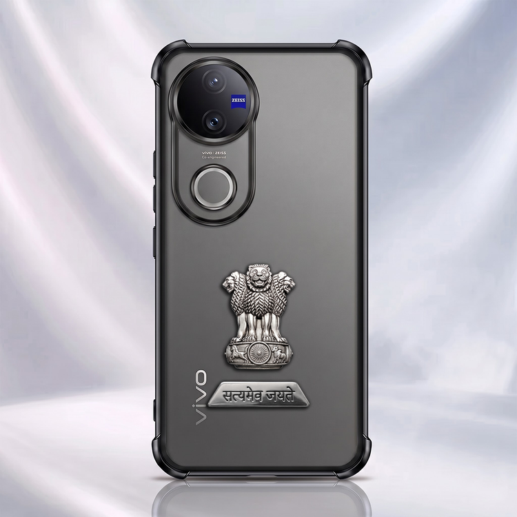 Vivo V50 5G Satyamev Jayate 2-in-1 Emblem Transparent Shockproof Airbag Case
