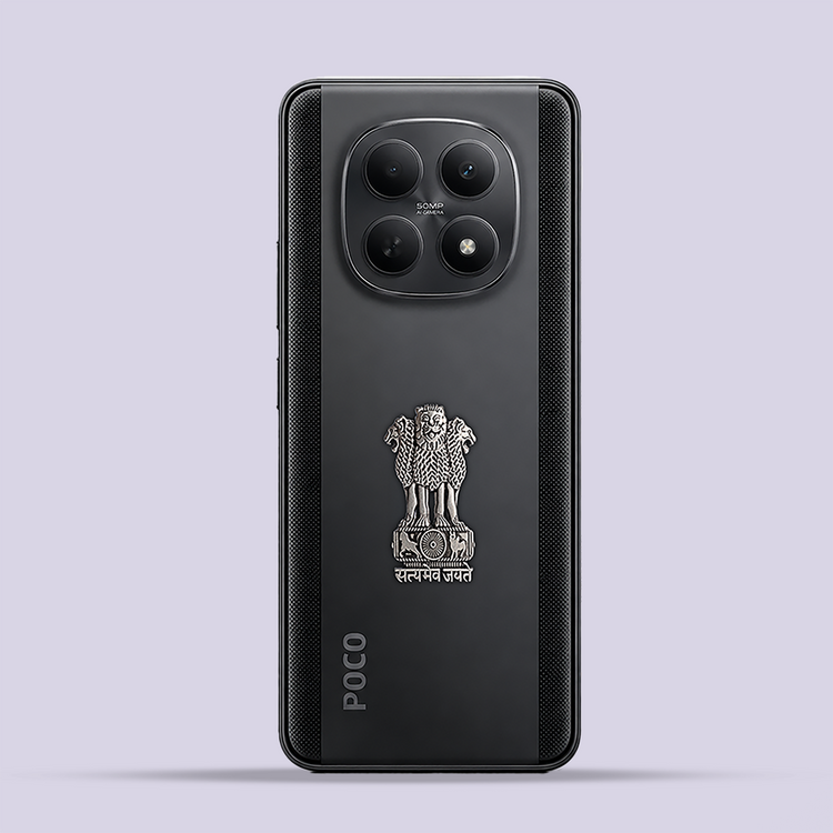 Poco M8 5G Compatible Satyamev Jayate 3D Metal Emblem Sticker
