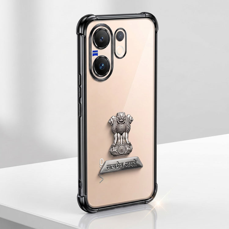 Vivo V60 5G Satyamev Jayate 2-in-1 Emblem Transparent Shockproof Airbag Case