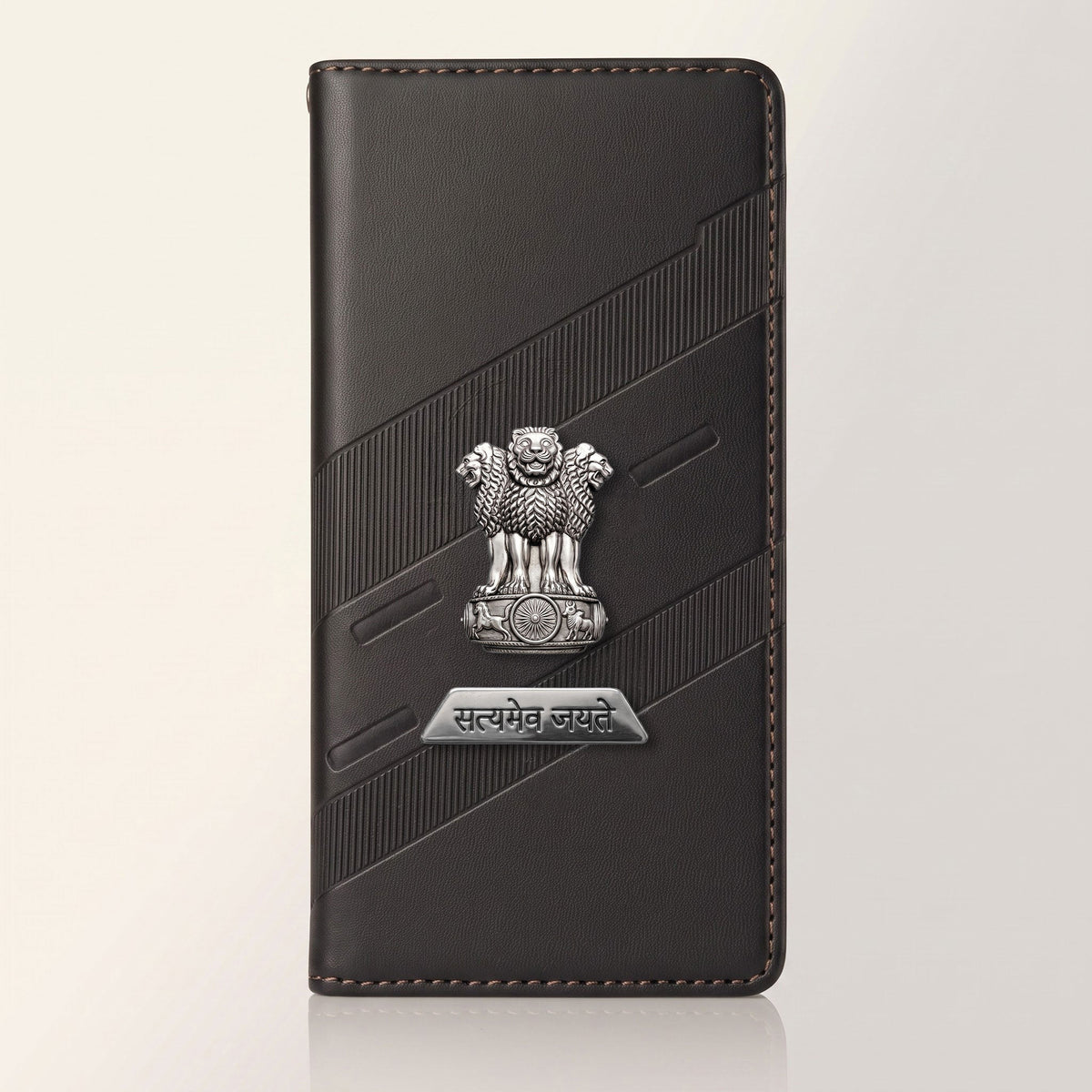 Vivo V50 5G Metal Satyamev Jayate 2-in-1 Emblem Magnetic Flip Wallet Case