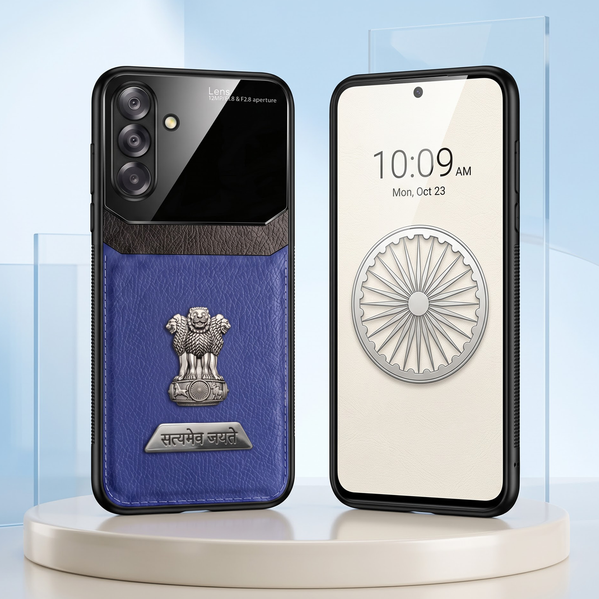 Samsung Galaxy A16 5G Satyamev Jayate 2-in-1 Emblem Leather Lens Protective Back Case