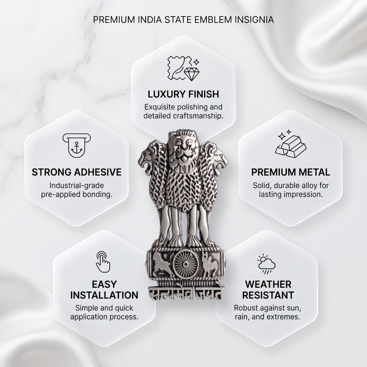 CMF Phone 2 Pro 5G Compatible Satyamev Jayate 3D Metal Emblem Sticker