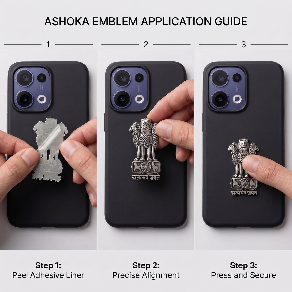 Oppo Reno 13 5G Compatible Satyamev Jayate 3D Metal Emblem Sticker