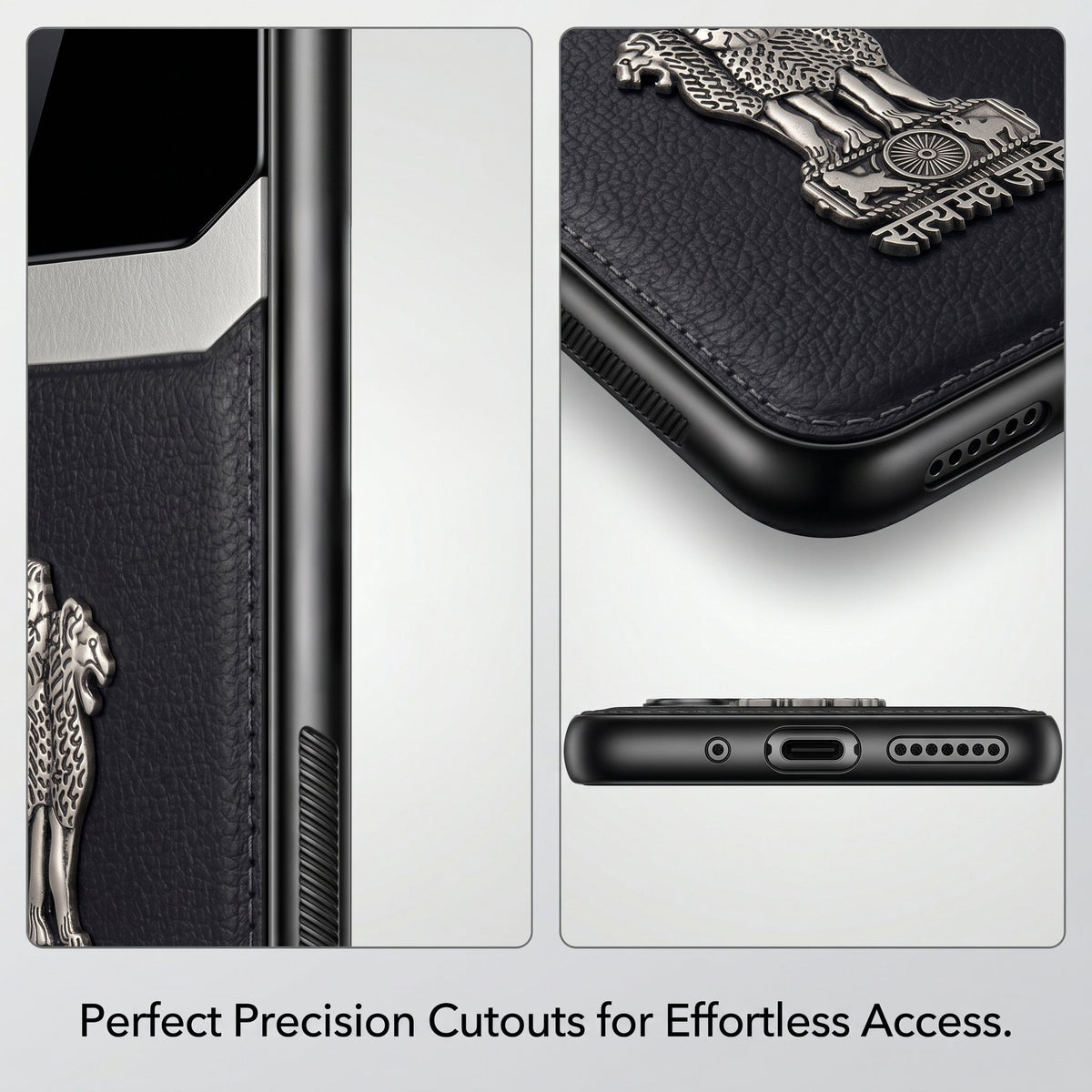 Samsung Galaxy M56 5G Satyamev Jayate 3D Metal Leather Back Case