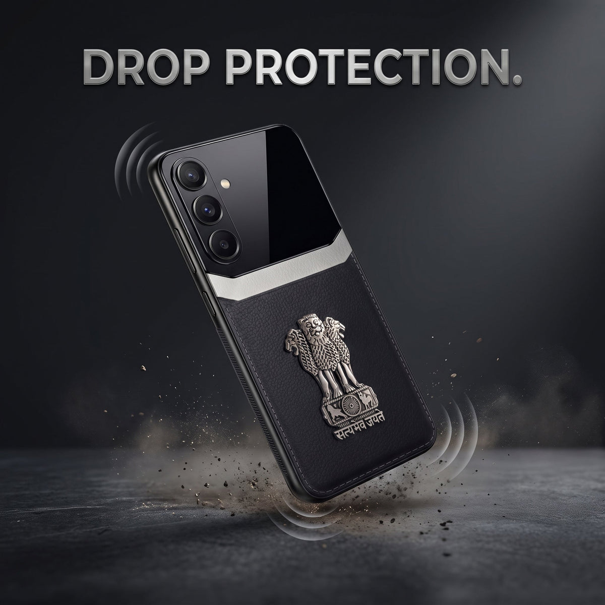 Samsung Galaxy A36 5G Satyamev Jayate 3D Metal Leather Back Case